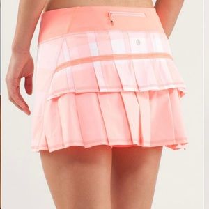 Lululemon Run Pace Setter Skirt Reg Gingham Bleached Coral/Pop Orange Size 8